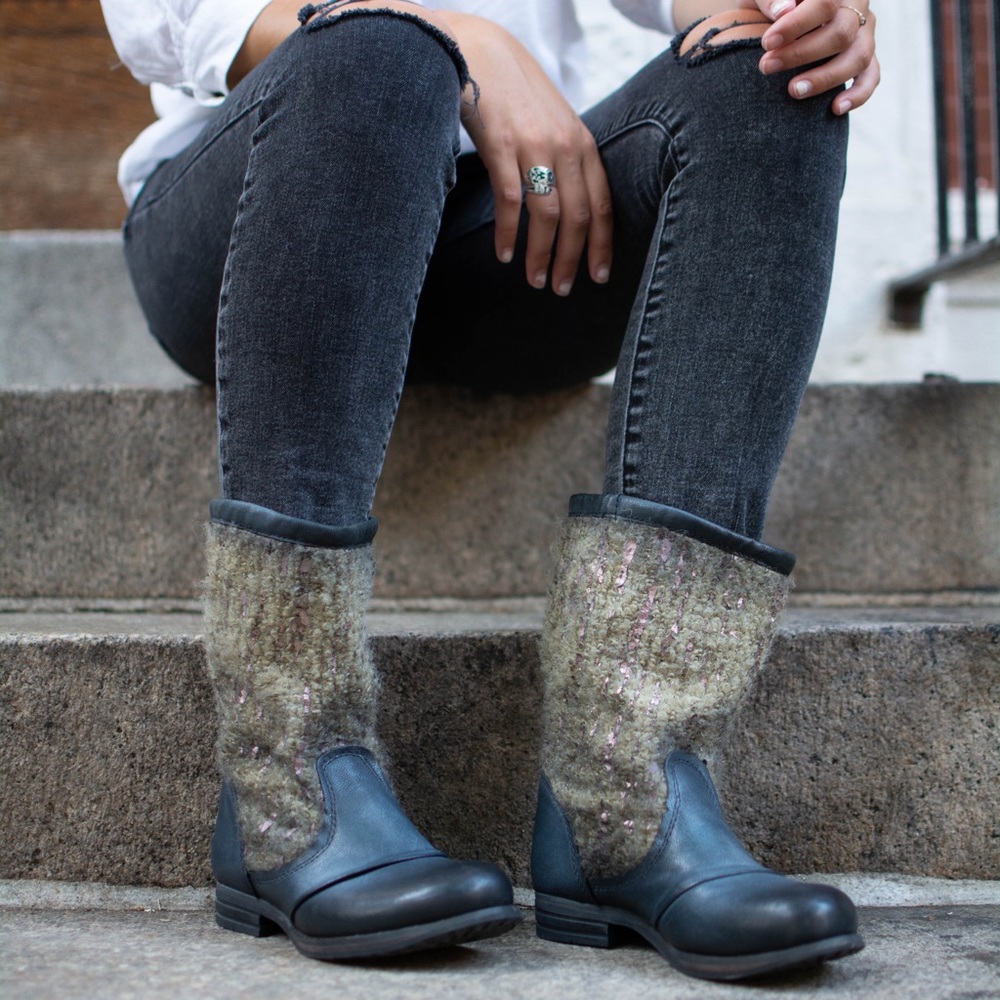 Free People Bunker Black & Metallic Boots